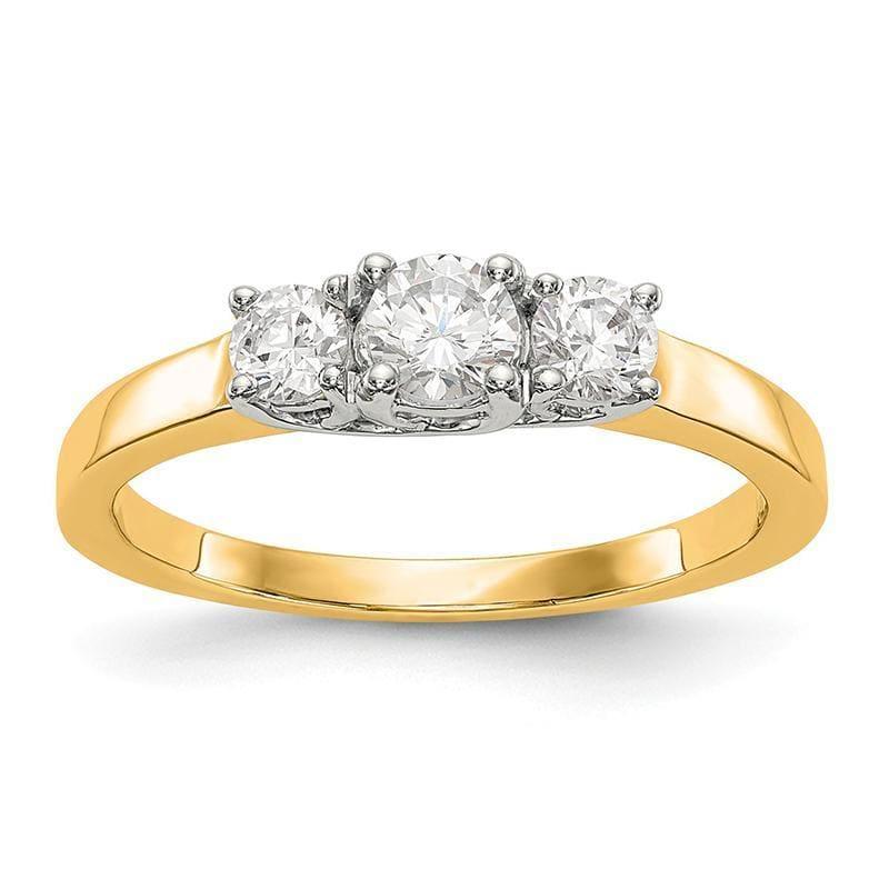 14K Two-tone 3-Stone Diamond Semi-Mount Engagement Ring - Seattle Gold Grillz