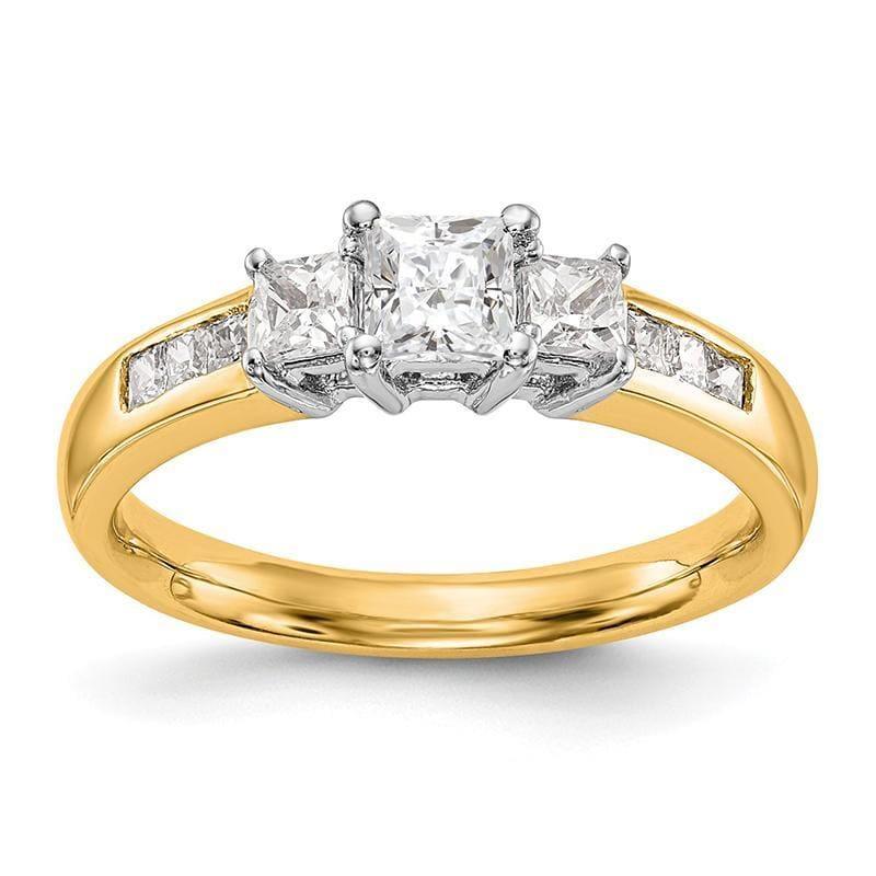 14K Two-tone 3-Stone Engagement Ring Mounting - Seattle Gold Grillz