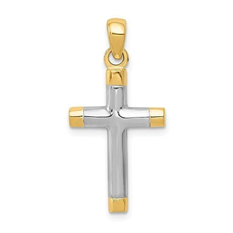 14k Two-tone Cross Pendant - Seattle Gold Grillz