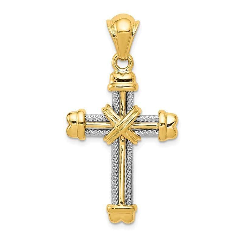 14k Two-tone Cross Pendant. Weight: 4.75, Length: 40, Width: 22 - Seattle Gold Grillz