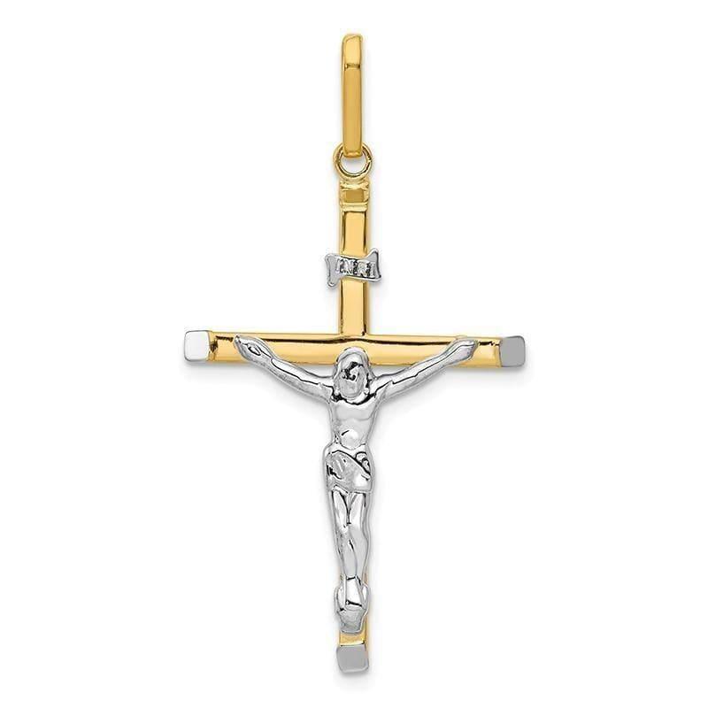14k Two-tone Crucifix Pendant - Seattle Gold Grillz
