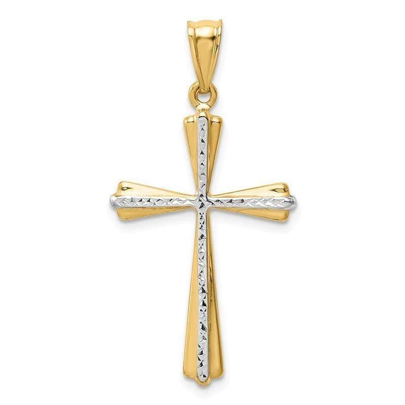 14k Two-tone Diamond Cut Cross Pendant - Seattle Gold Grillz