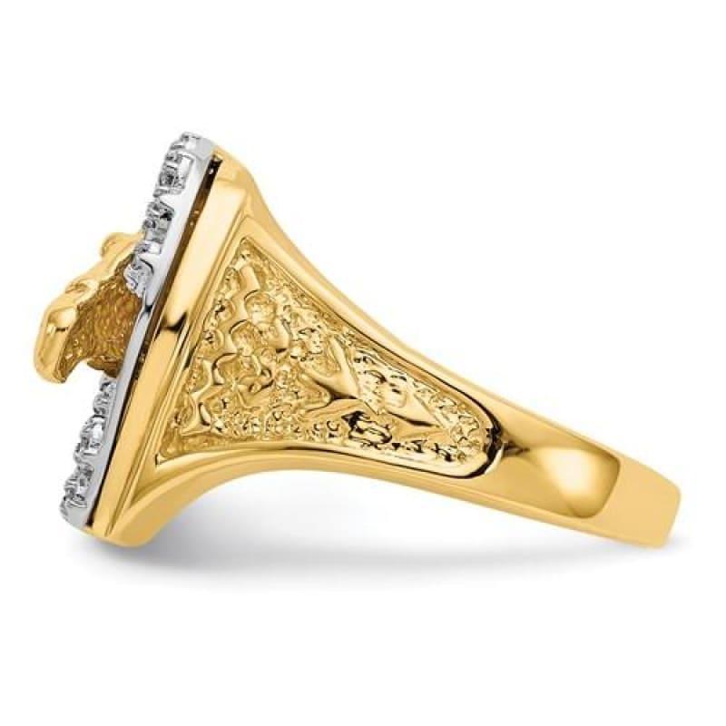 14k Two-tone Diamond Horseshoe Ring - Seattle Gold Grillz