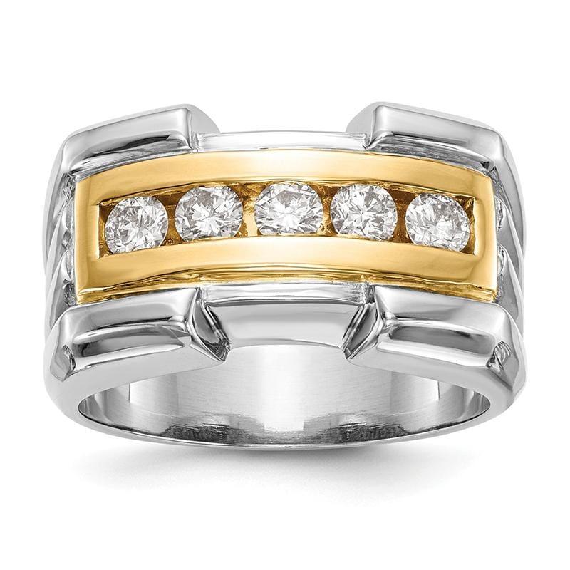 14k Two-tone Diamond Men's Band - Seattle Gold Grillz