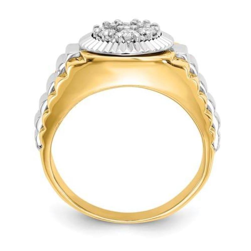 14k Two-Tone Diamond Men's Ring - Seattle Gold Grillz