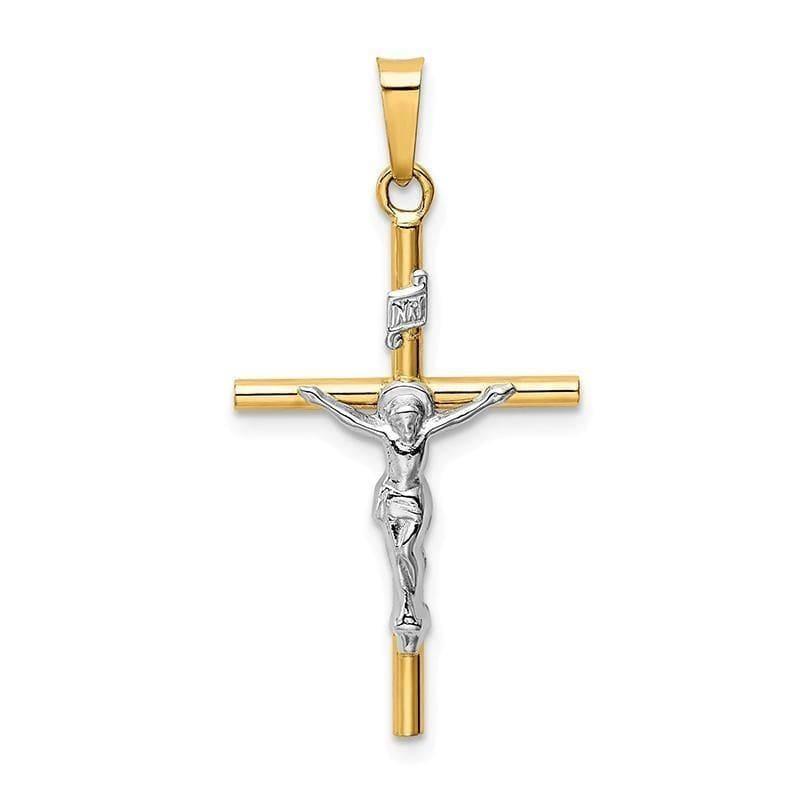 14k Two-tone INRI Crucifix Pendant - Seattle Gold Grillz