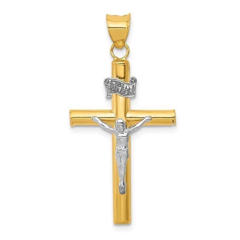 14k Two-tone INRI Crucifix Pendant - Seattle Gold Grillz