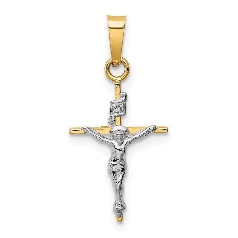 14k Two-tone INRI Crucifix Pendant - Seattle Gold Grillz