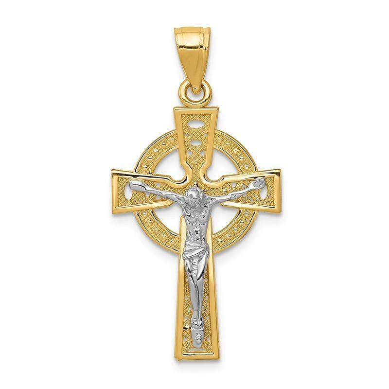 14k Two-tone Iona Crucifix Pendant - Seattle Gold Grillz