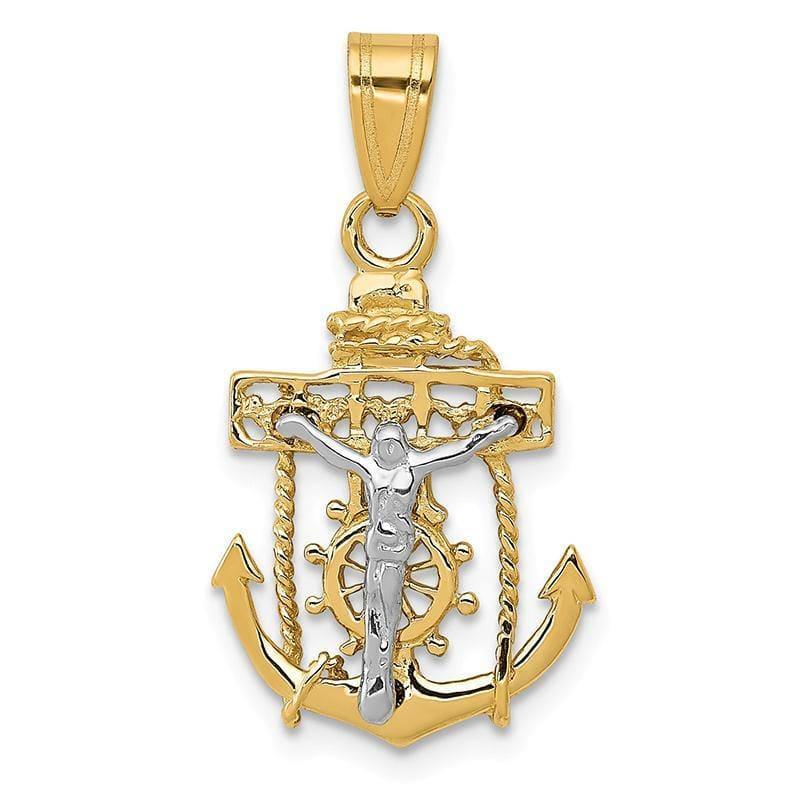 14k Two-tone Mariners Cross Pendant - Seattle Gold Grillz