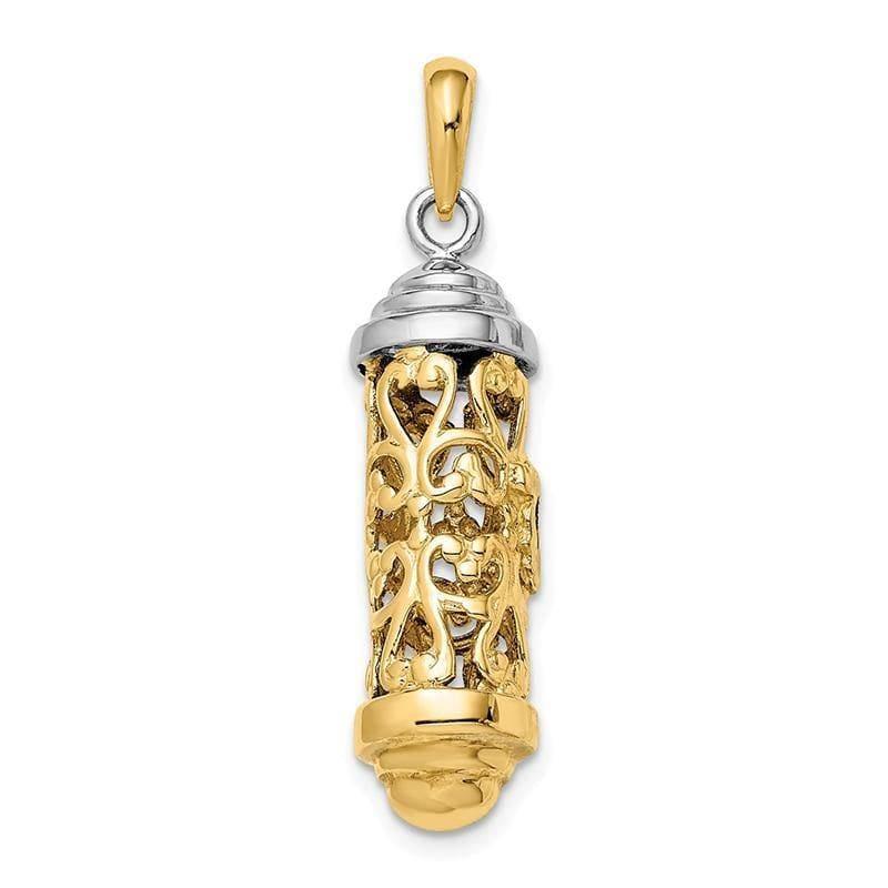 14k Two-tone Mezuzah Pendant - Seattle Gold Grillz