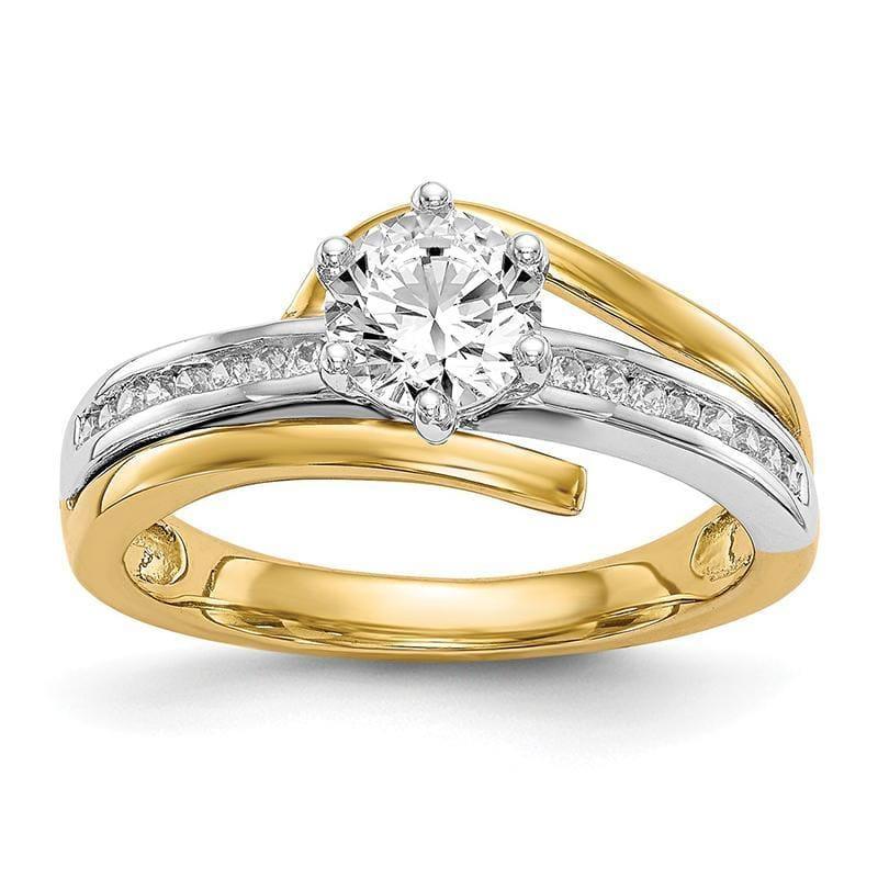 14k Two-tone Peg Set By-Pass Engagement Ring Mounting - Seattle Gold Grillz