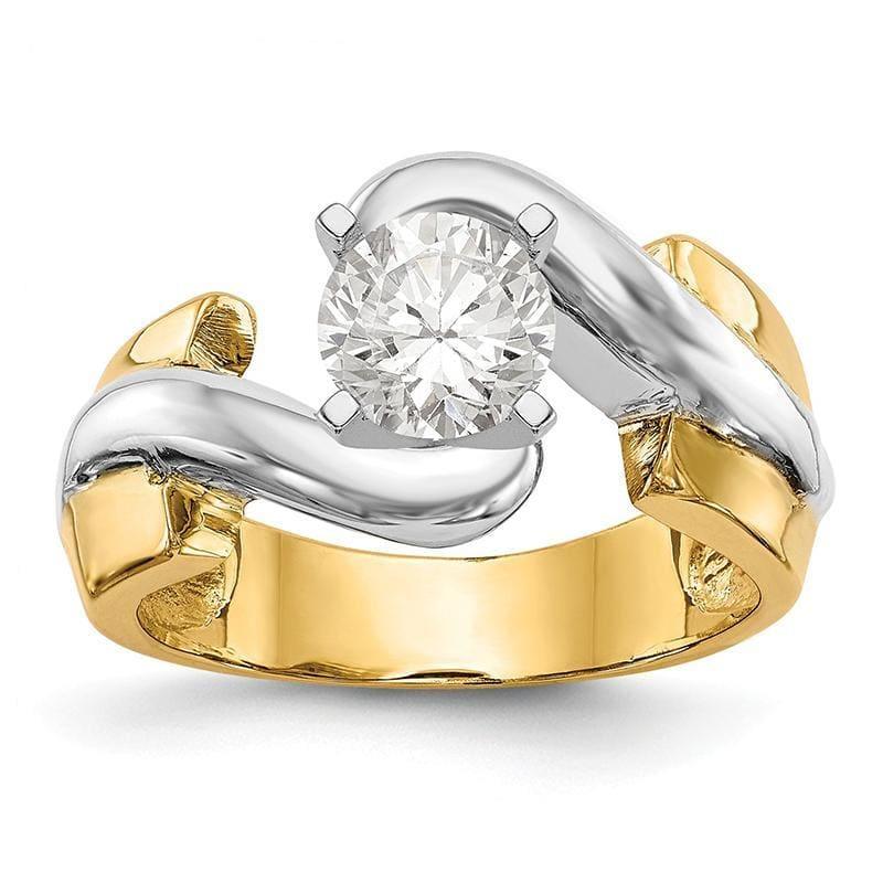 14k Two-tone Peg Set Solitaire Engagement Ring Mounting - Seattle Gold Grillz