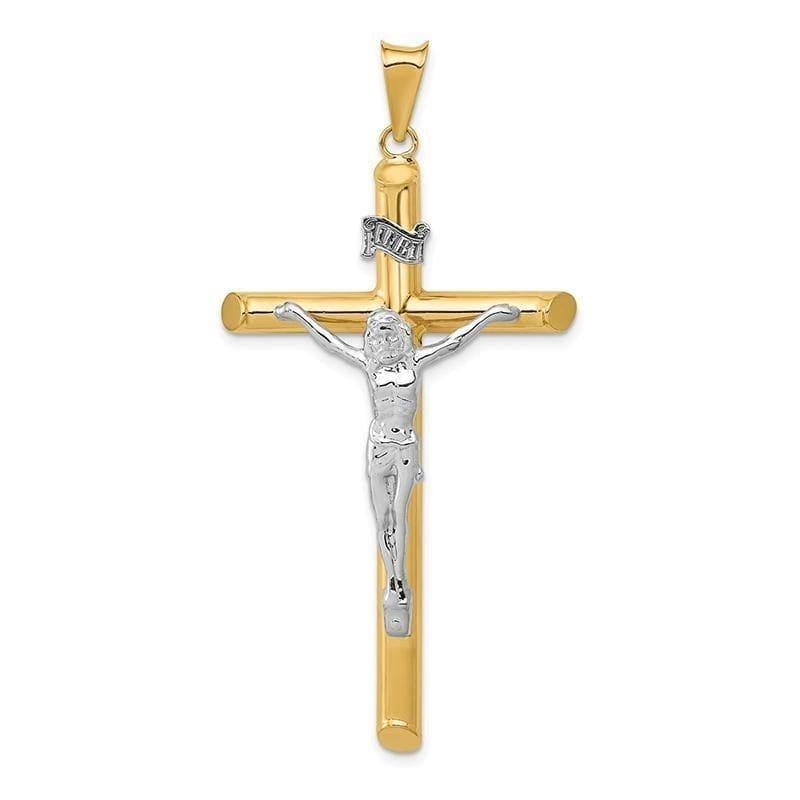 14k Two-Tone Polished Crucifix Pendant - Seattle Gold Grillz