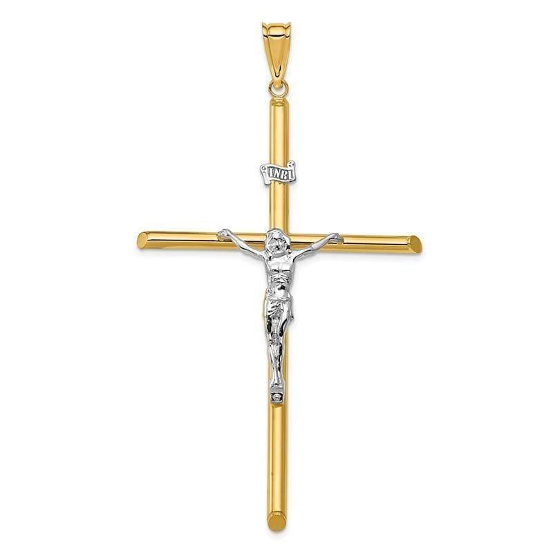 14k Two-Tone Polished Jesus Crucifix Pendant - Seattle Gold Grillz