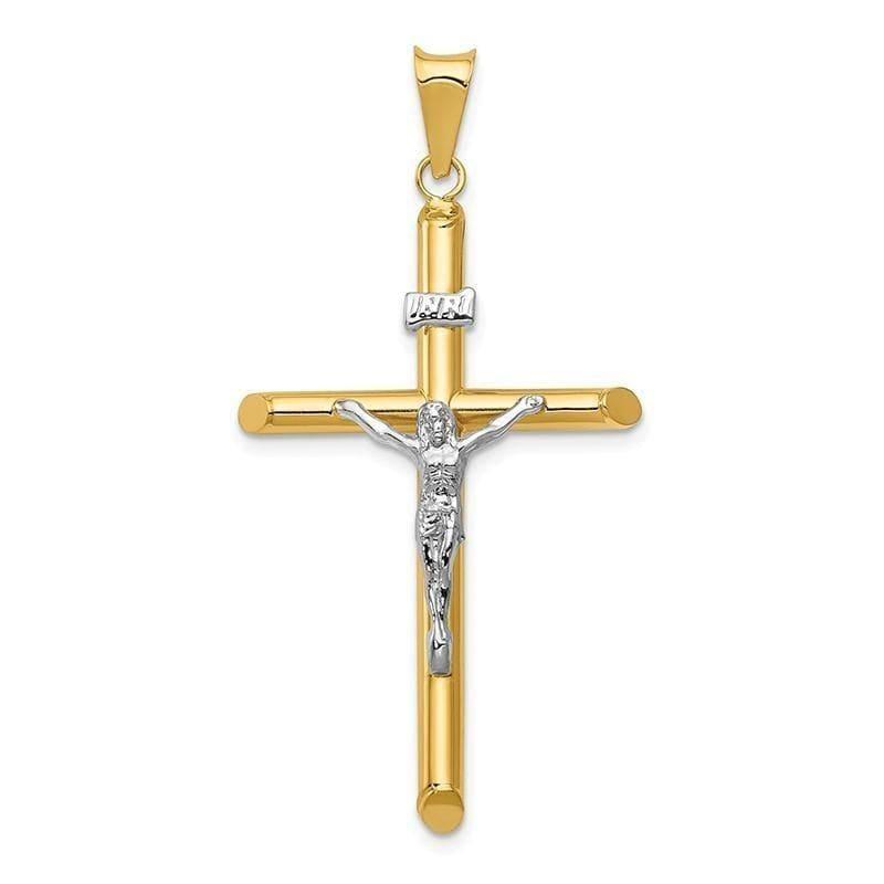 14k Two-Tone Polished Jesus Crucifix Pendant - Seattle Gold Grillz