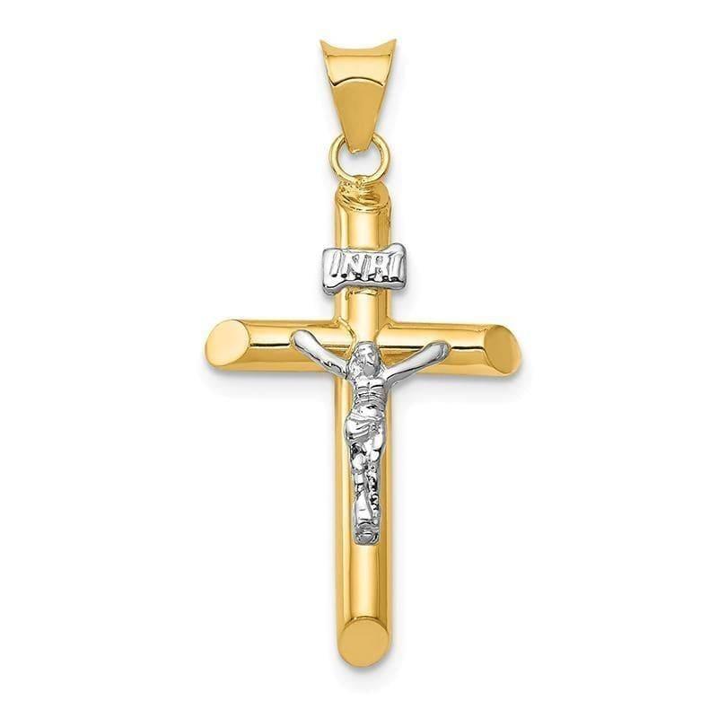 14k Two-Tone Polished Jesus Crucifix Pendant - Seattle Gold Grillz