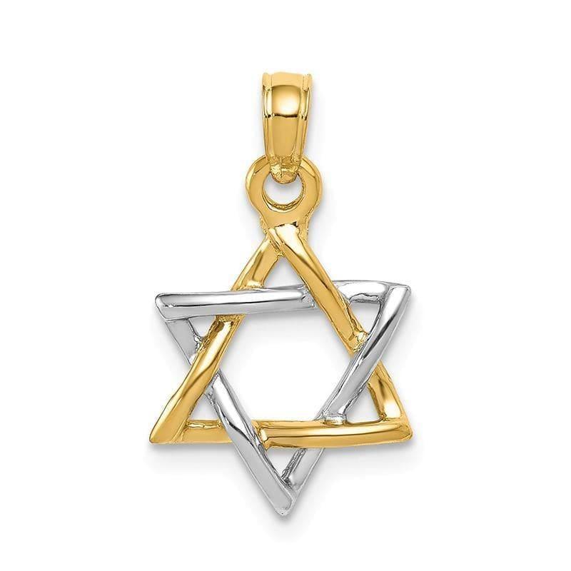 14K Two-tone Polished Star of David Pendant - Seattle Gold Grillz