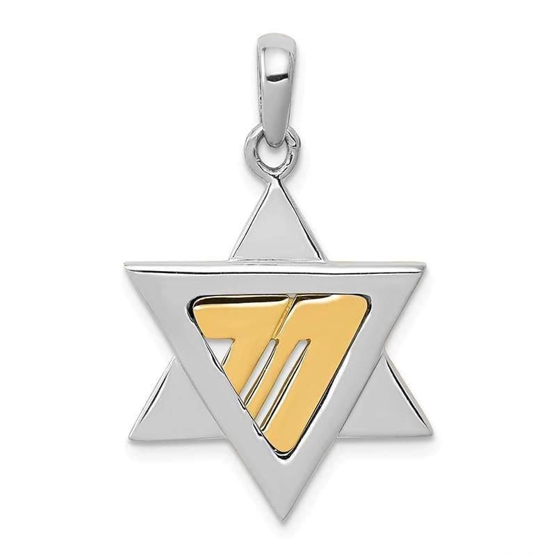 14k Two-tone Star of David Pendant - Seattle Gold Grillz