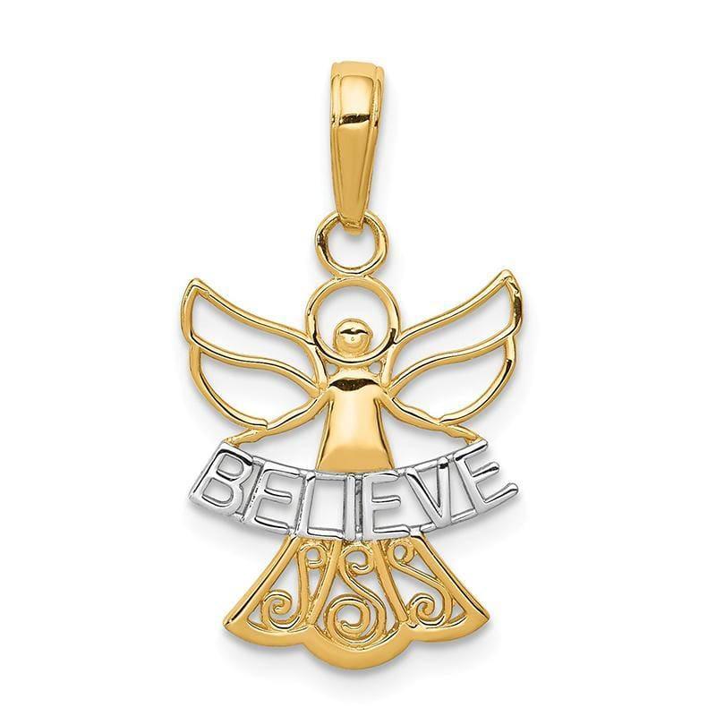 14k w-Rhodium Believe Angel Pendant - Seattle Gold Grillz