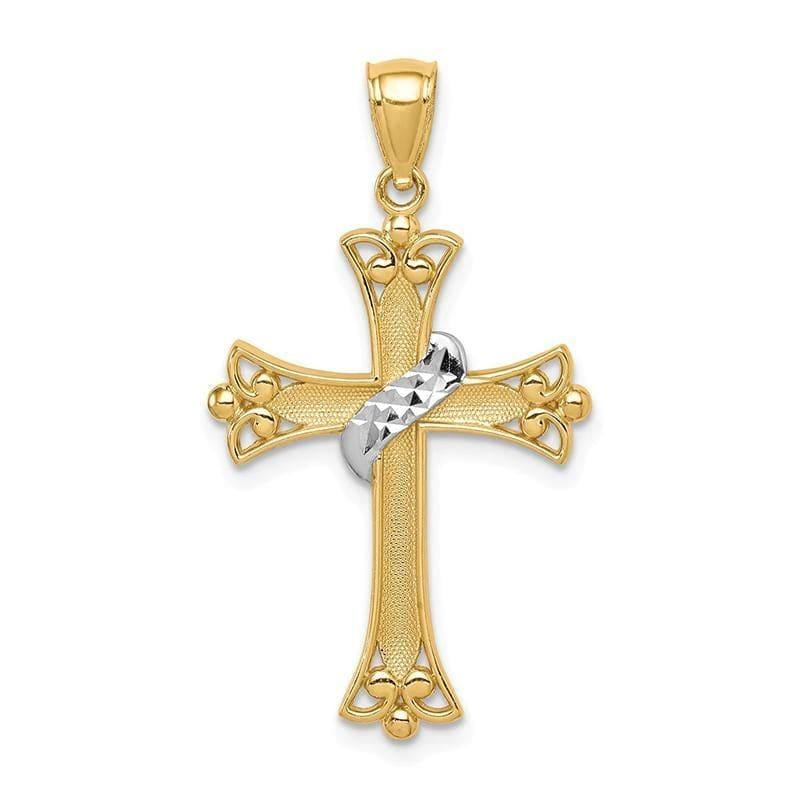 14k w-Rhodium Cross Pendant. Weight: 1.58, Length: 35, Width: 19 - Seattle Gold Grillz