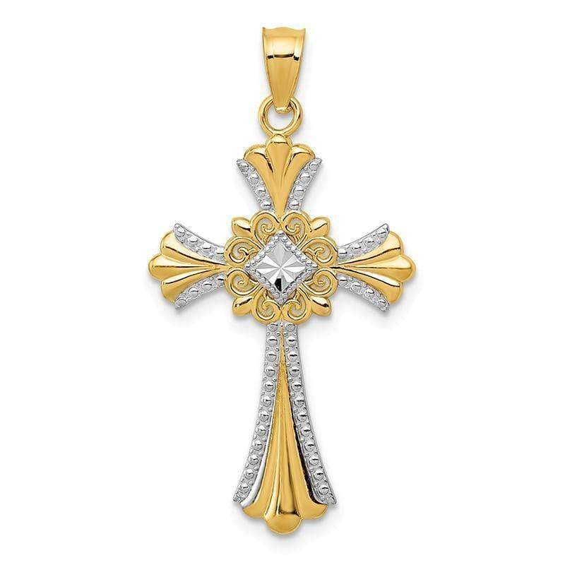 14k w-Rhodium Cross Pendant. Weight: 1, Length: 33, Width: 17 - Seattle Gold Grillz