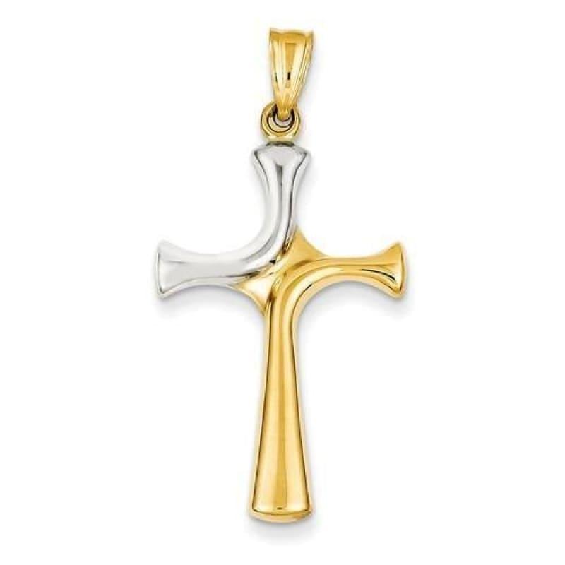 14k w-Rhodium Fancy Cross Pendant - Seattle Gold Grillz