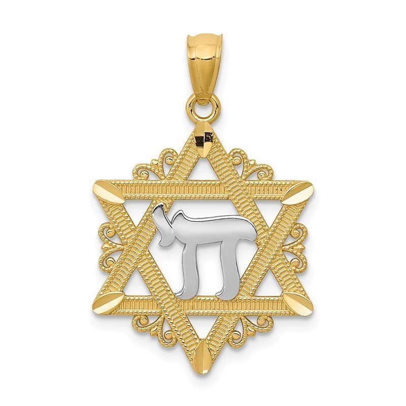 14k w-Rhodium Star of David Pendant. Weight: 1.37, Length: 28, Width: 18 - Seattle Gold Grillz