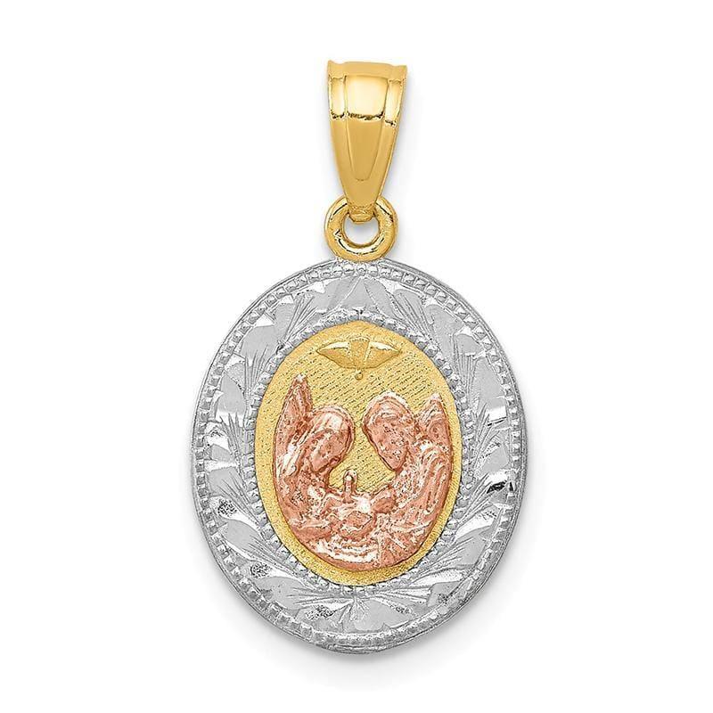14k w-White & Rose Rhodium Baptism Pendant - Seattle Gold Grillz