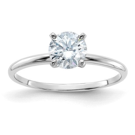 14k White Gold 0.80ct 6 mm Round Colorless Moissanite Solitaire Ring - Seattle Gold Grillz