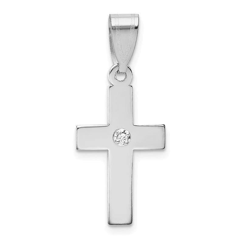 14k White Gold .01ct. Diamond Cross Pendant - Seattle Gold Grillz