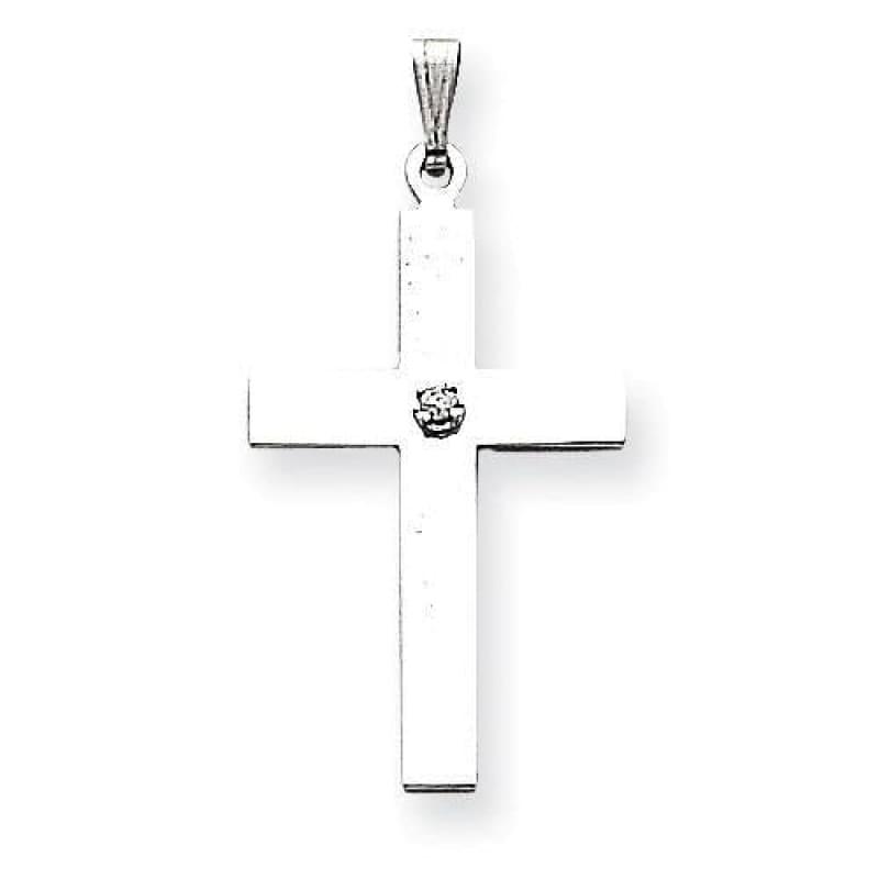 14k White Gold .02ct. Diamond Cross Pendant B - Seattle Gold Grillz