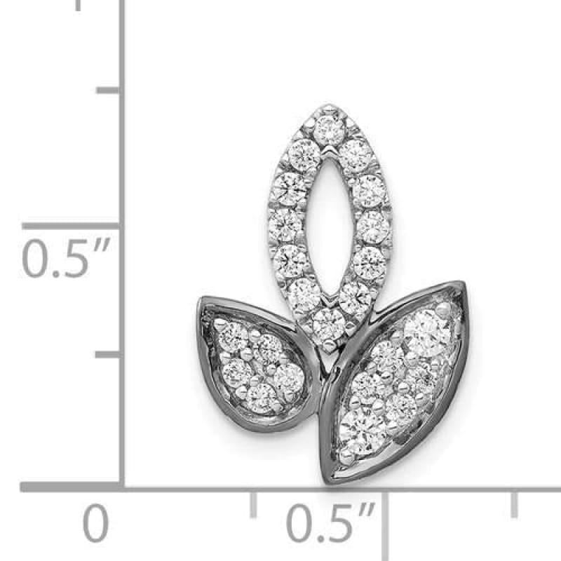 14k White Gold 1-2ct Diamond Fancy Leaf Chain Slide - Seattle Gold Grillz