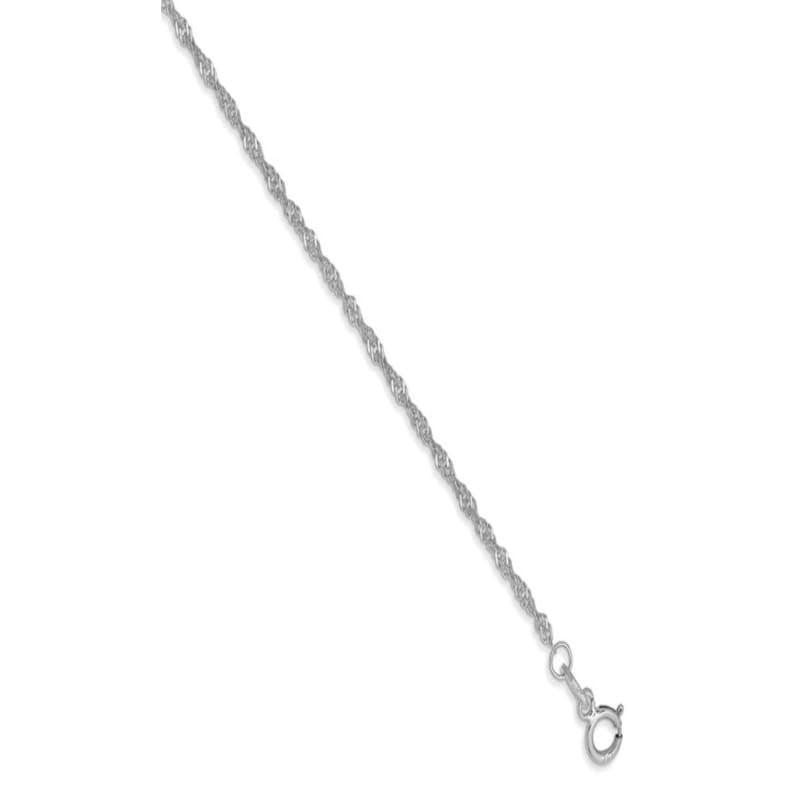 14k White Gold 1.4mm Singapore Chain Anklet - Seattle Gold Grillz