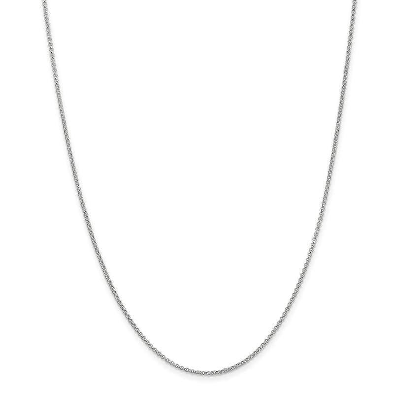 14k White Gold 1.55mm Rolo Pendant Chain - Seattle Gold Grillz