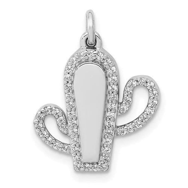 14k White Gold 1-5ct. Diamond Cactus Pendant - Seattle Gold Grillz