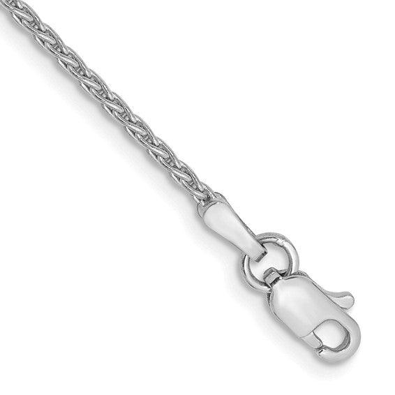 14k White Gold 1.5mm Parisian Wheat Anklet - Seattle Gold Grillz