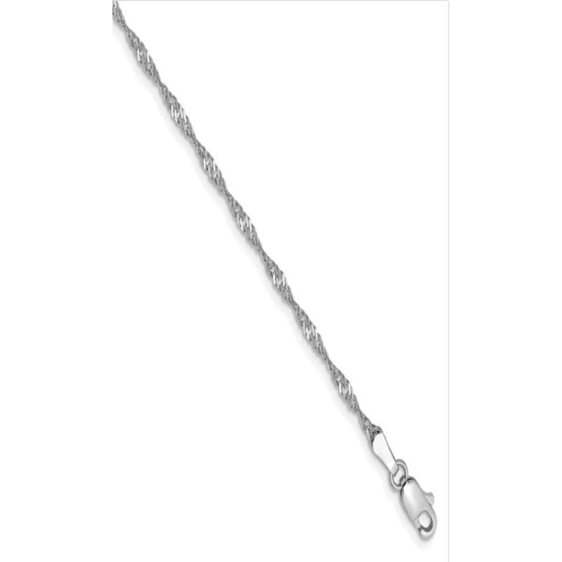 14k White Gold 1.9mm Singapore Chain Anklet - Seattle Gold Grillz