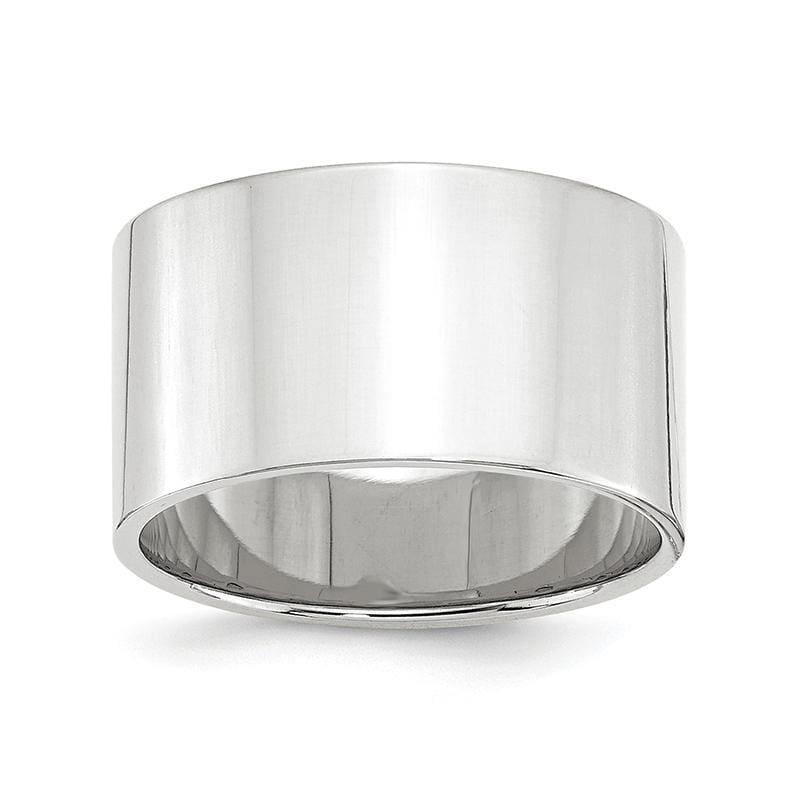 14K White Gold 12mm Lightweight Flat Band - Seattle Gold Grillz