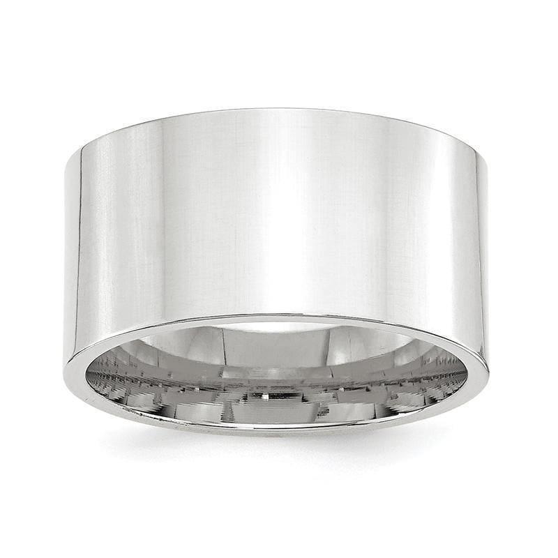14K White Gold 12mm Standard Flat Comfort Fit Band - Seattle Gold Grillz