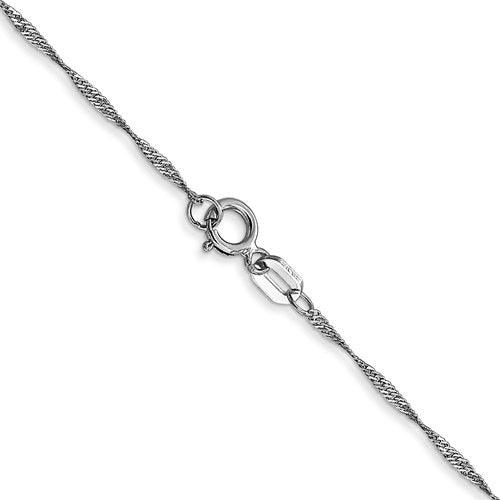 14k White Gold 1mm Carded Singapore Chain - Seattle Gold Grillz