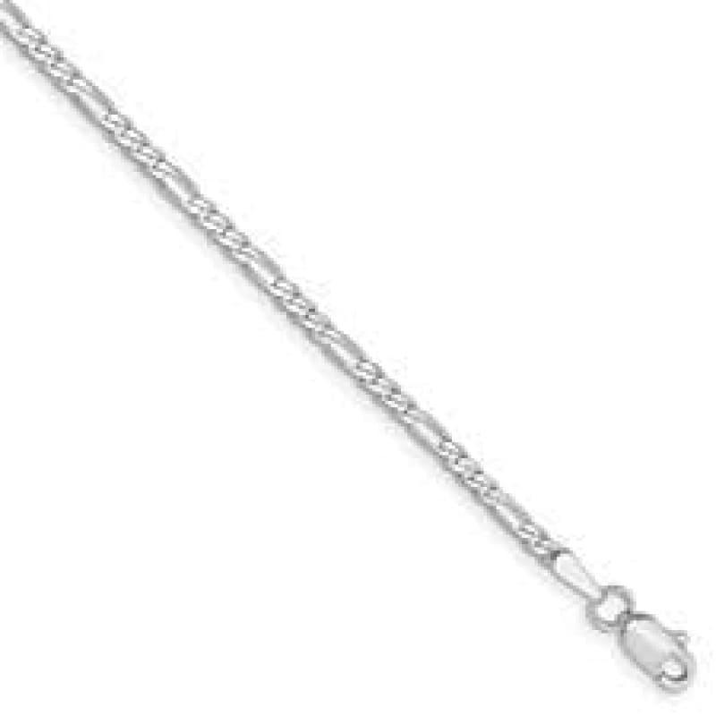 14k White Gold 2.25mm Flat Figaro Chain Anklet - Seattle Gold Grillz