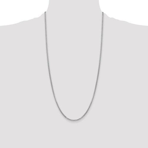 14k White Gold 2.45mm Hollow Round Box Chain - Seattle Gold Grillz