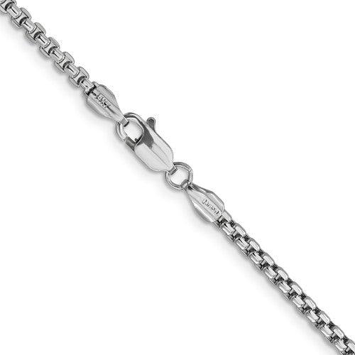 14k White Gold 2.45mm Hollow Round Box Chain - Seattle Gold Grillz