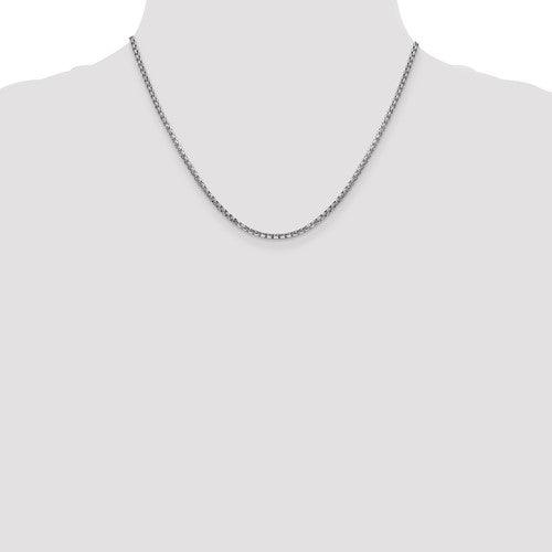 14k White Gold 2.45mm Hollow Round Box Chain - Seattle Gold Grillz