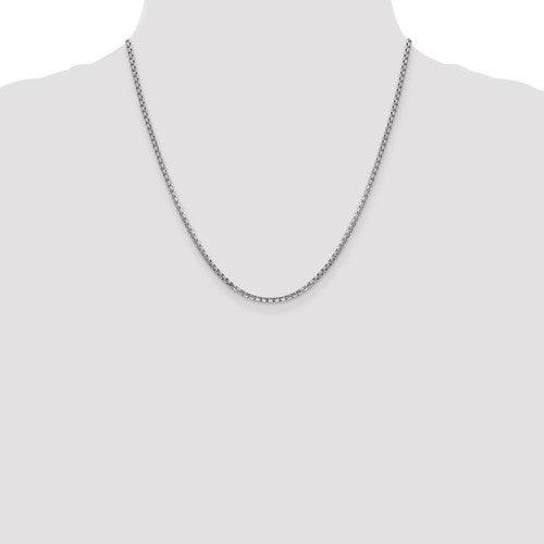 14k White Gold 2.45mm Hollow Round Box Chain - Seattle Gold Grillz