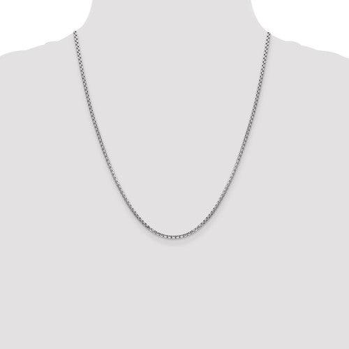 14k White Gold 2.45mm Hollow Round Box Chain - Seattle Gold Grillz