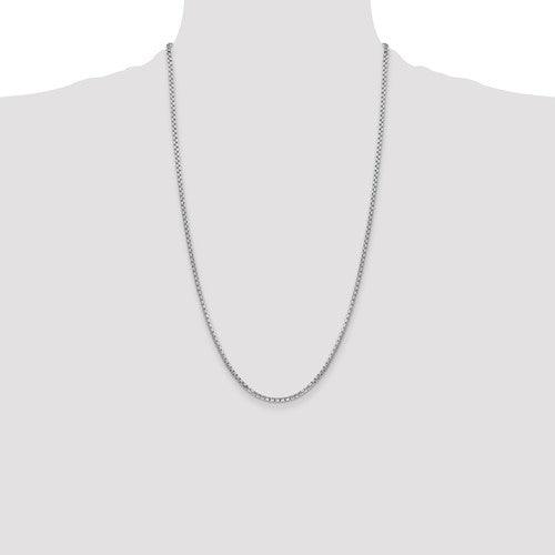 14k White Gold 2.45mm Hollow Round Box Chain - Seattle Gold Grillz