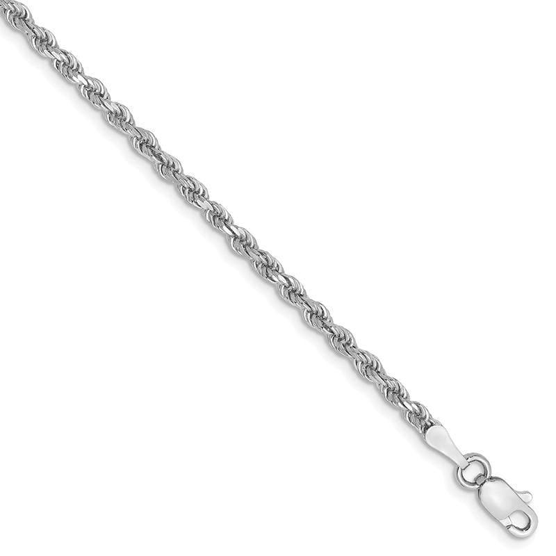 14k White Gold 2.5mm D-C Rope Bracelet - Seattle Gold Grillz