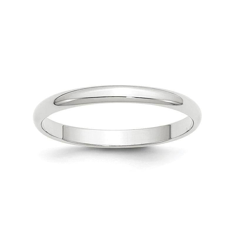 14K White Gold 2.5mm Lightweight Half Round Band - Seattle Gold Grillz